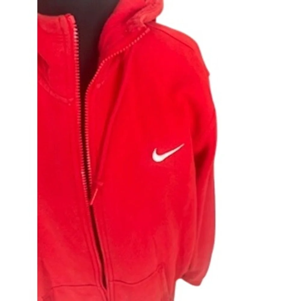Nike Mens Full Zip Hoodie Red Fleece Swoosh Logo Jacket XL